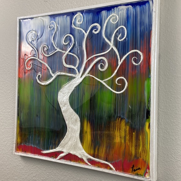 Handmade acrylic painting whimsical tree. - Picture 3 of 4